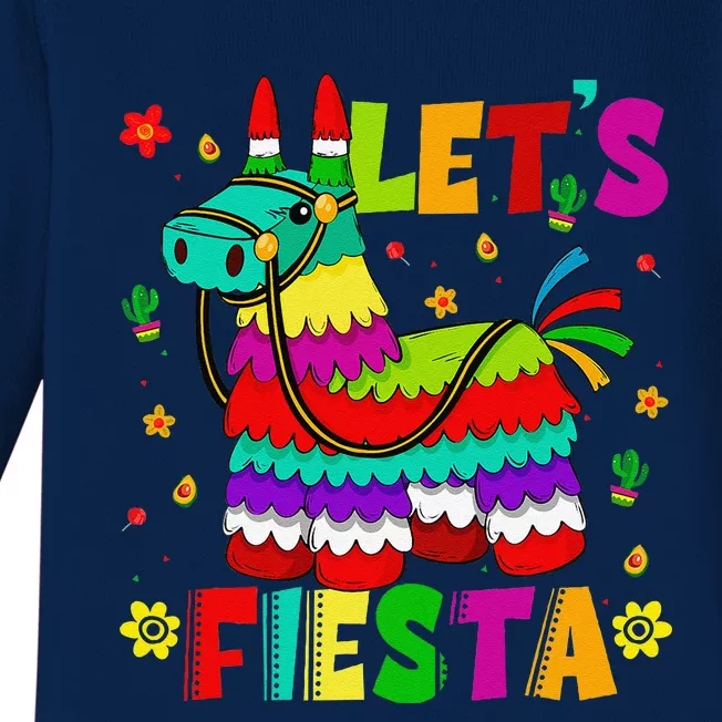 Lets Fiesta Cinco De Mayo Mexican Party Mexico Donkey Pinata Baby Long Sleeve Bodysuit