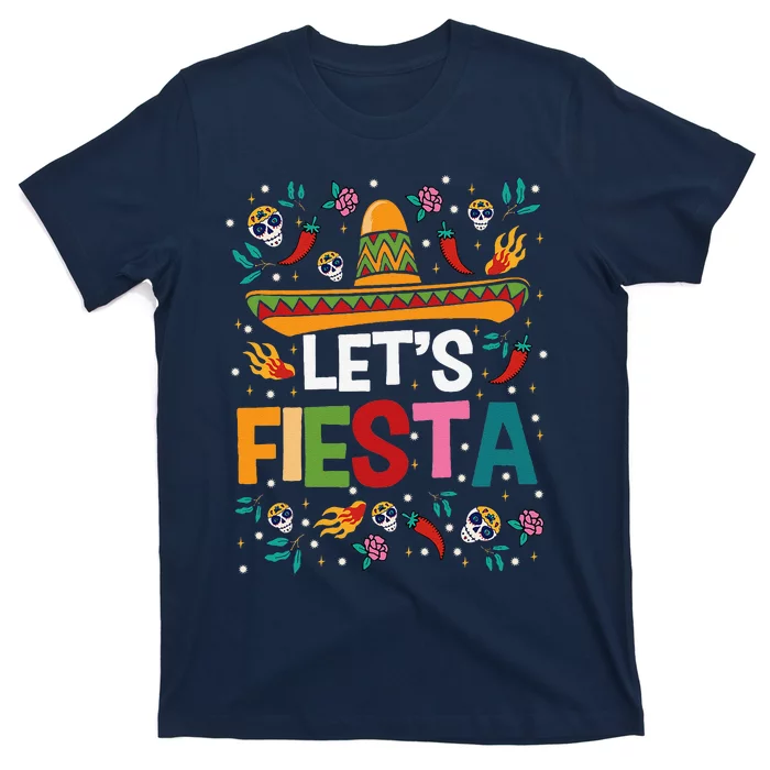 LetS Fiesta Cinco De Mayo Mexican Theme Party Guitar Lover T-Shirt