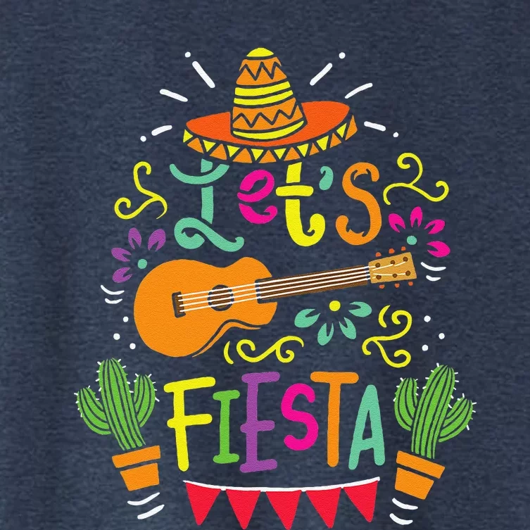 Lets Fiesta Cinco De Mayo Party Lets Fiesta Mexican Women's Crop Top Tee