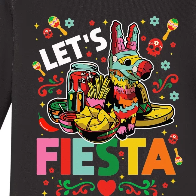 Let's Fiesta Cinco De Mayo Camisa Mexicana Hombre Baby Long Sleeve Bodysuit