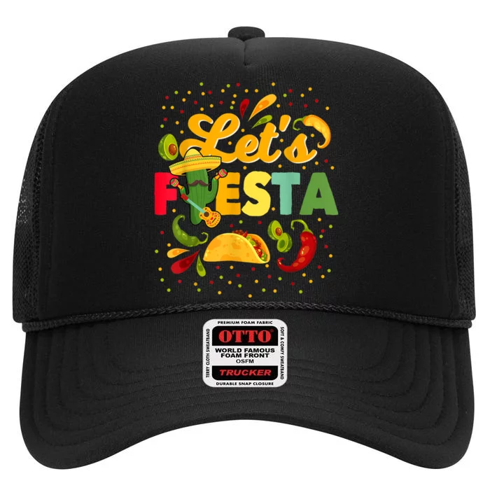 Lets Fiesta Cinco De Mayo Camisa Mexicana Para Hombres Mujeres Y NiñOs High Crown Mesh Trucker Hat