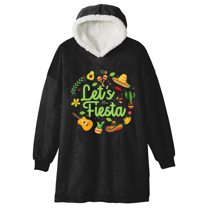 Let's Fiesta Cinco De Mayo Mexican Party Hooded Wearable Blanket