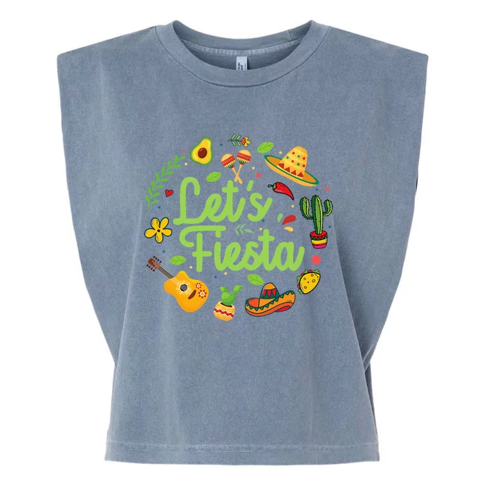 Let's Fiesta Cinco De Mayo Mexican Party Garment-Dyed Women's Muscle Tee