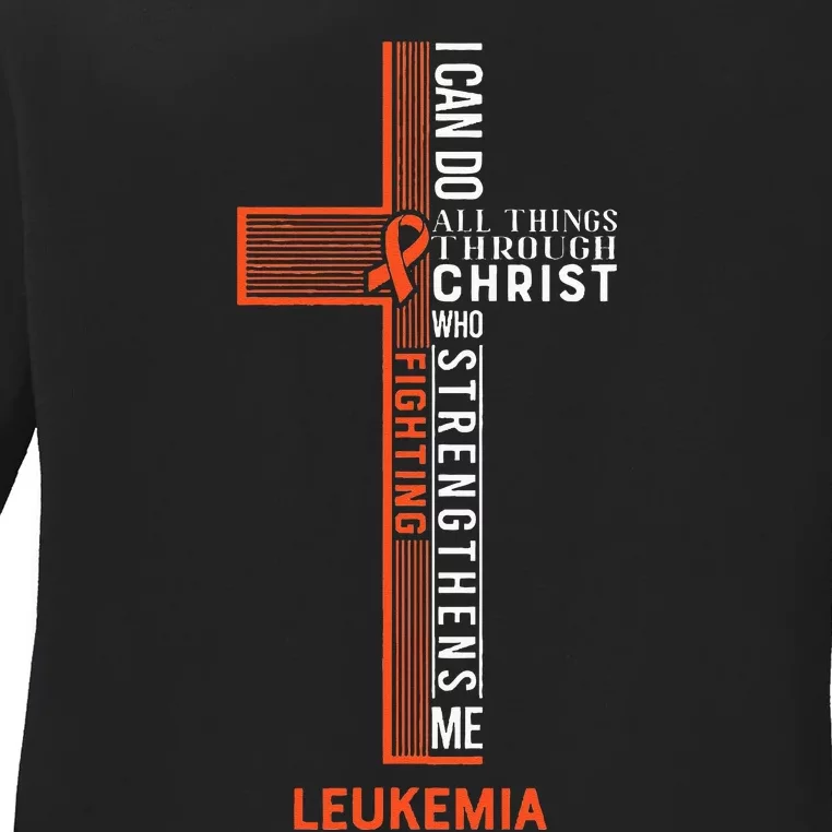 Leukemia Fight Cancer Ribbon (1) Ladies Long Sleeve Shirt