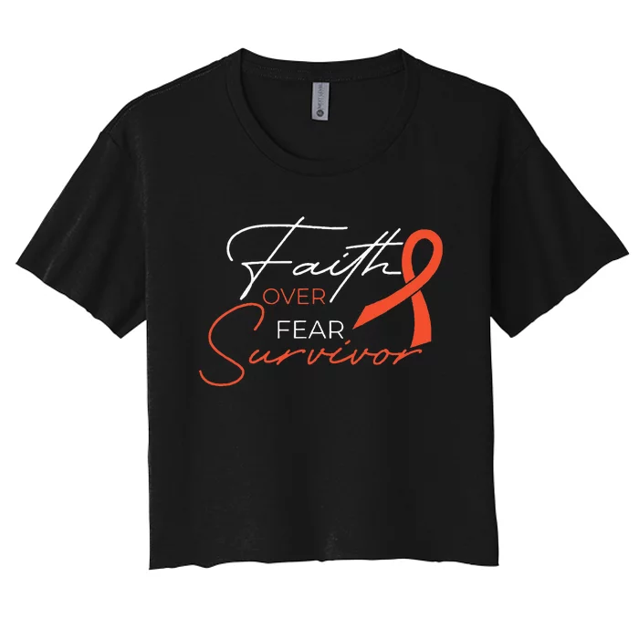 Leukemia Fight Cancer Ribbon Women's Crop Top Tee