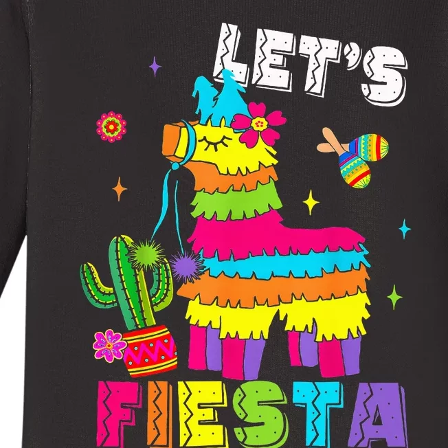 Lets Fiesta Cinco De Mayo Mexican Party Mexico Donkey Pinata Baby Long Sleeve Bodysuit