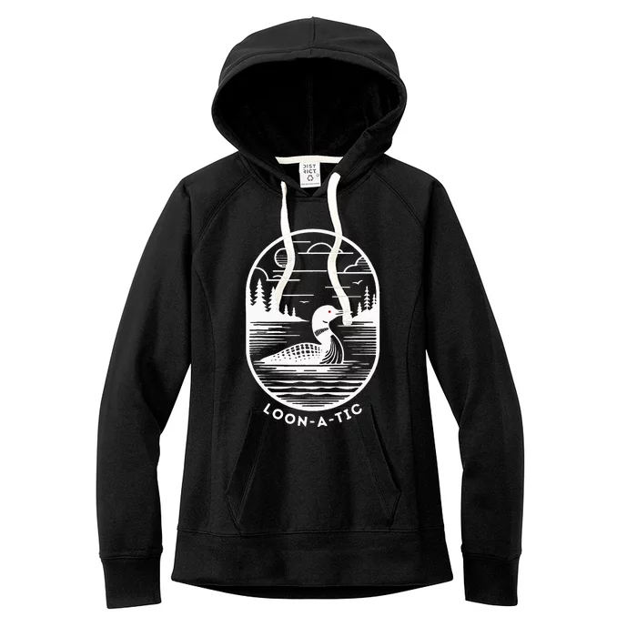 Loonatic Funny Common Loon Minnesota Lake Loon Women's Fleece Hoodie