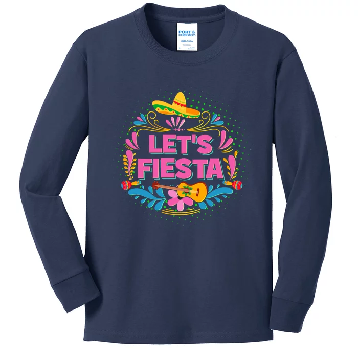 Let's Fiesta Celebrate Cinco De Mayo Kids Long Sleeve Shirt