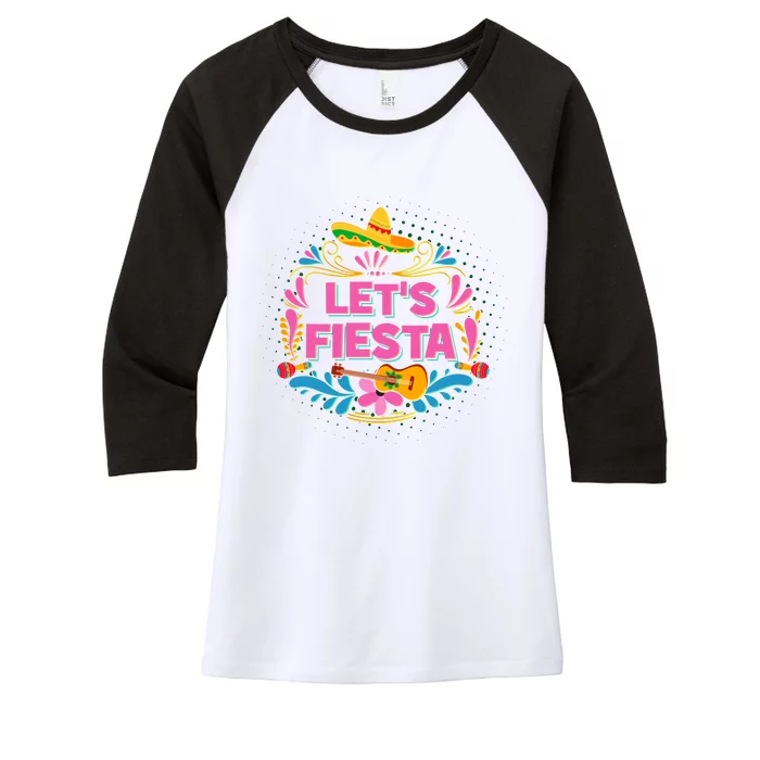 Let's Fiesta Celebrate Cinco De Mayo Women's Tri-Blend 3/4-Sleeve Raglan Shirt