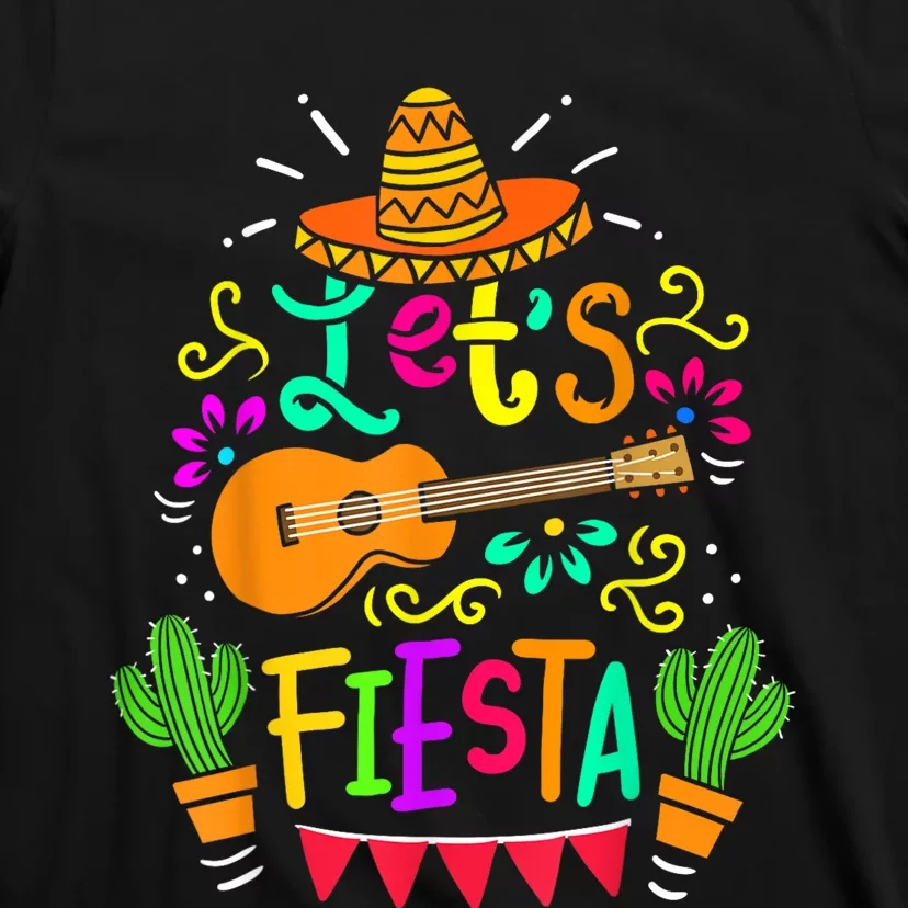 Lets Fiesta Cinco De Mayo Mexican Guitar Cactus T-Shirt