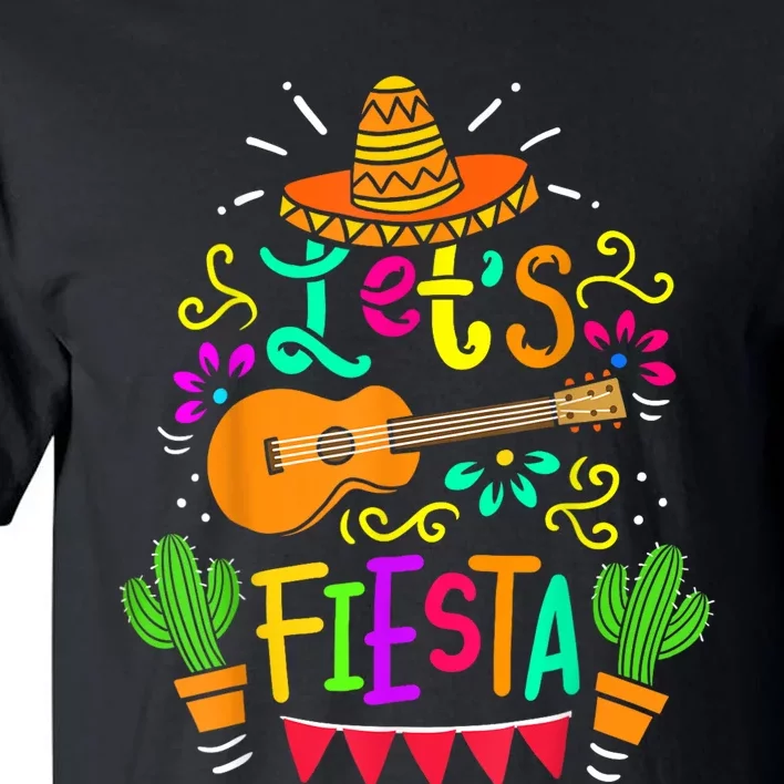 Lets Fiesta Cinco De Mayo Mexican Guitar Cactus Tall T-Shirt