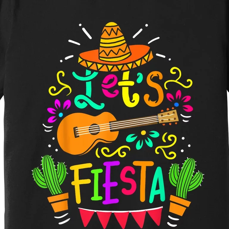 Lets Fiesta Cinco De Mayo Mexican Guitar Cactus Premium T-Shirt