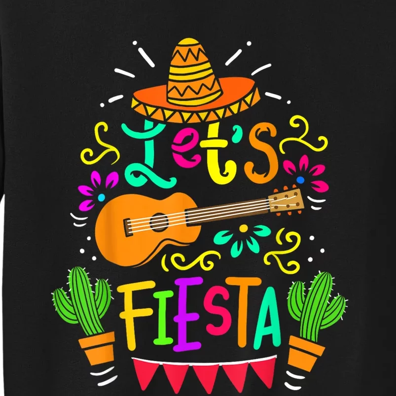 Lets Fiesta Cinco De Mayo Mexican Guitar Cactus Tall Sweatshirt