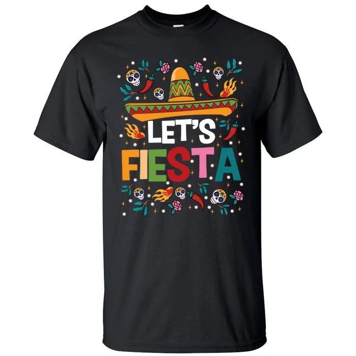 LetS Fiesta Cinco De Mayo Mexican Theme Party Guitar Lover Tall T-Shirt