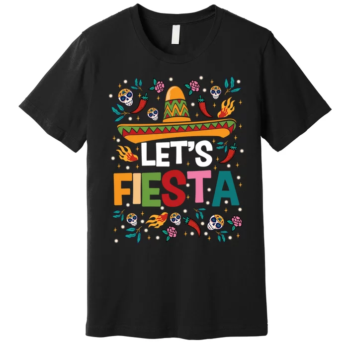 LetS Fiesta Cinco De Mayo Mexican Theme Party Guitar Lover Premium T-Shirt