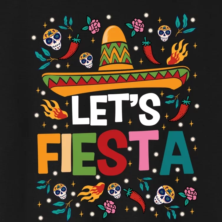 LetS Fiesta Cinco De Mayo Mexican Theme Party Guitar Lover Women's Crop Top Tee