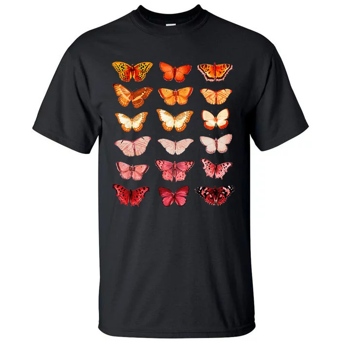 Lesbian Flag Color Butterfly Subtle Sapphic Pride Aesthetic Tall T-Shirt