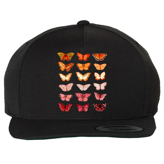 Lesbian Flag Color Butterfly Subtle Sapphic Pride Aesthetic Wool Snapback Cap