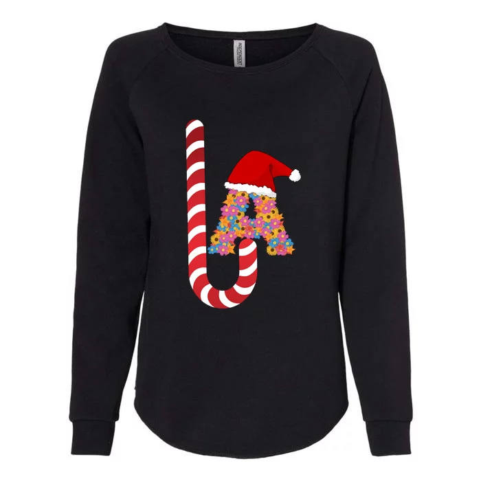 La Funny Christmas Candy Cane Womens California Wash Sweatshirt