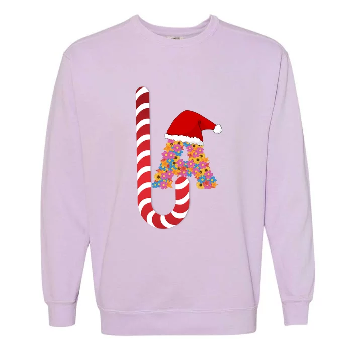 La Funny Christmas Candy Cane Garment-Dyed Sweatshirt