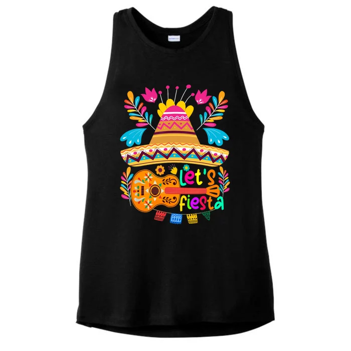 Let’s Fiesta Cinco de Mayo Mexican Fiesta 5 De Mayo Ladies Tri-Blend Wicking Tank