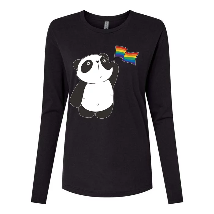 LGBTQ Flag Cute Panda Womens Cotton Relaxed Long Sleeve T-Shirt