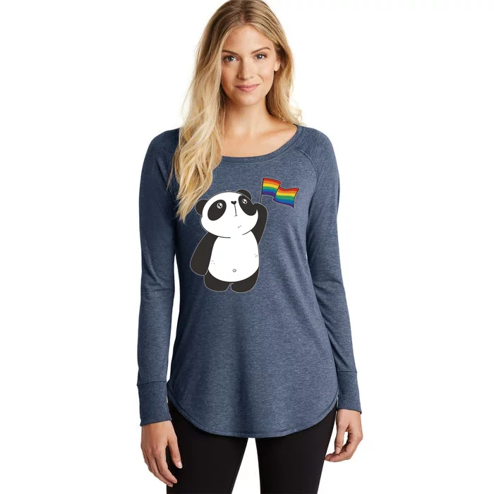 LGBTQ Flag Cute Panda Women's Perfect Tri Tunic Long Sleeve Shirt