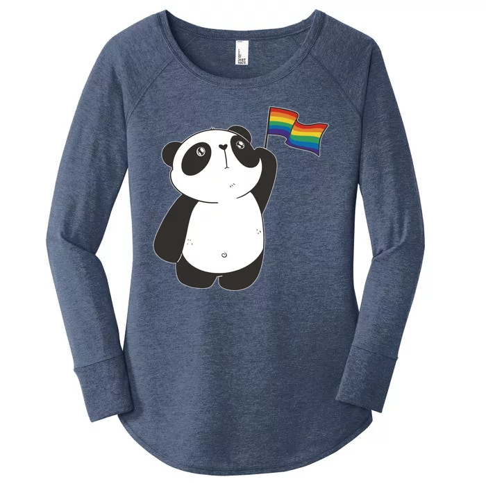 LGBTQ Flag Cute Panda Women's Perfect Tri Tunic Long Sleeve Shirt