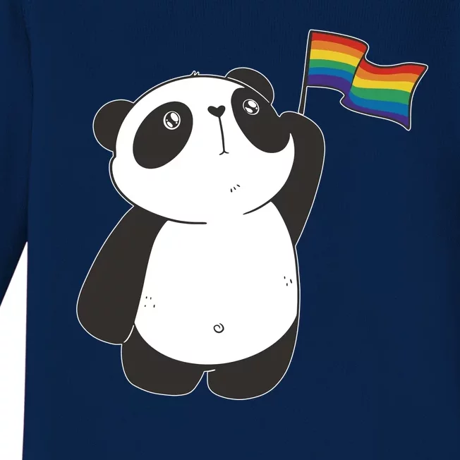 LGBTQ Flag Cute Panda Baby Long Sleeve Bodysuit