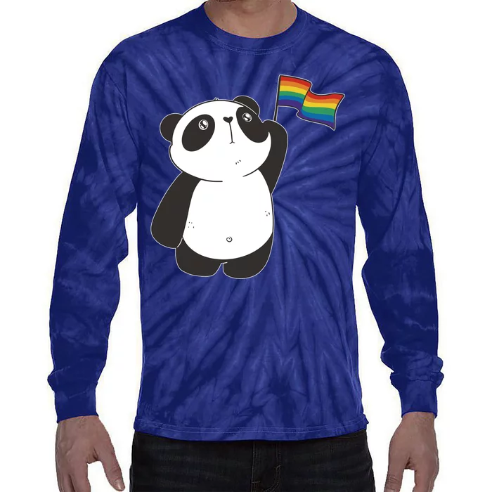 LGBTQ Flag Cute Panda Tie-Dye Long Sleeve Shirt