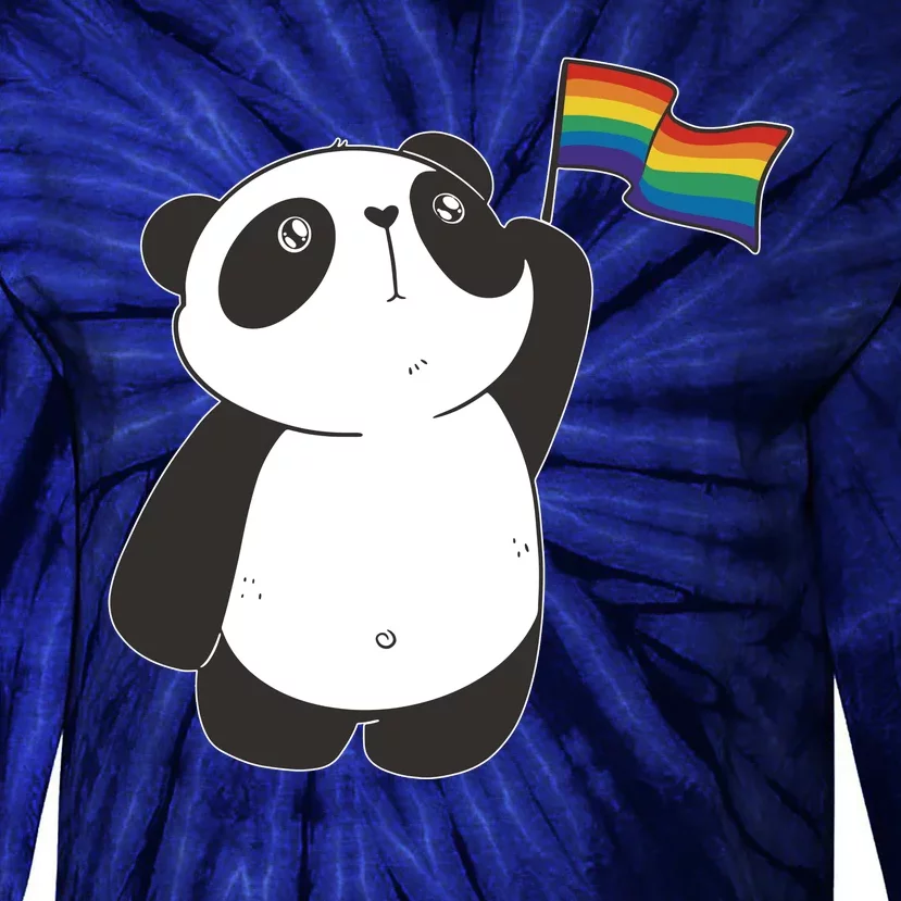 LGBTQ Flag Cute Panda Tie-Dye Long Sleeve Shirt