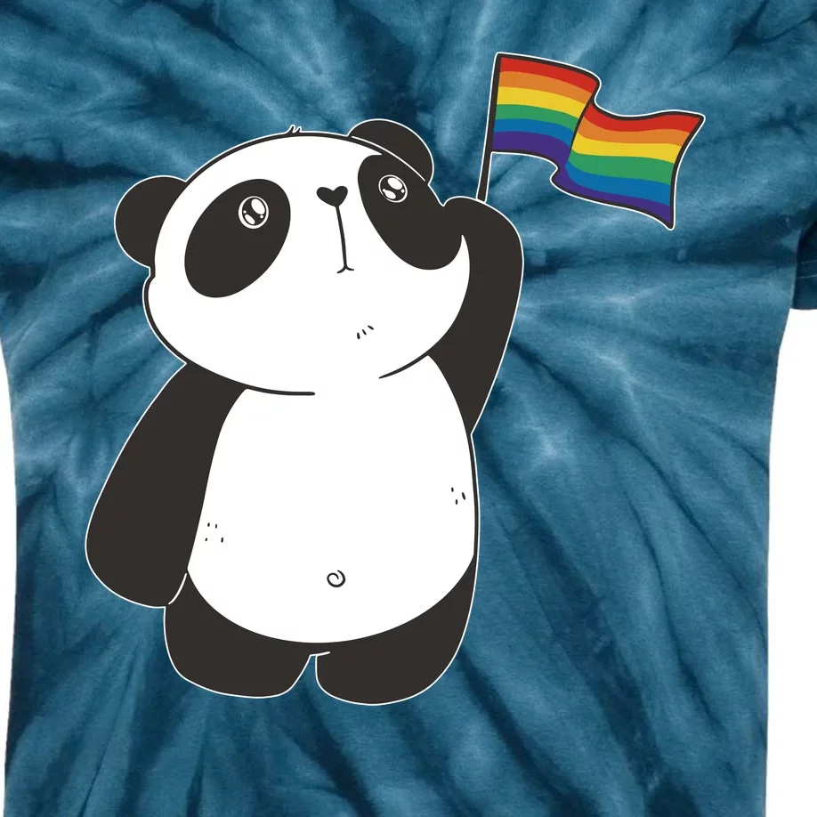 LGBTQ Flag Cute Panda Kids Tie-Dye T-Shirt