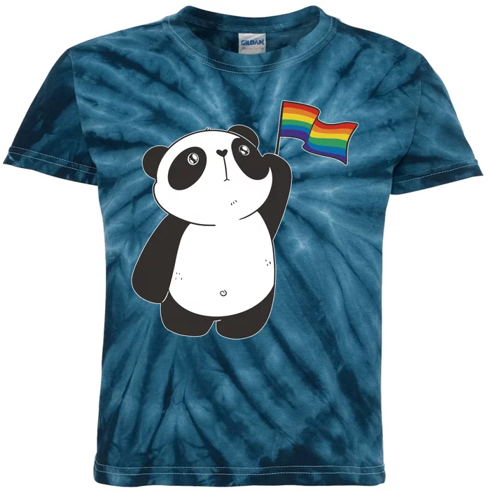 LGBTQ Flag Cute Panda Kids Tie-Dye T-Shirt