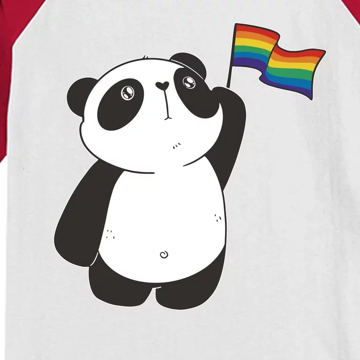 LGBTQ Flag Cute Panda Kids Colorblock Raglan Jersey