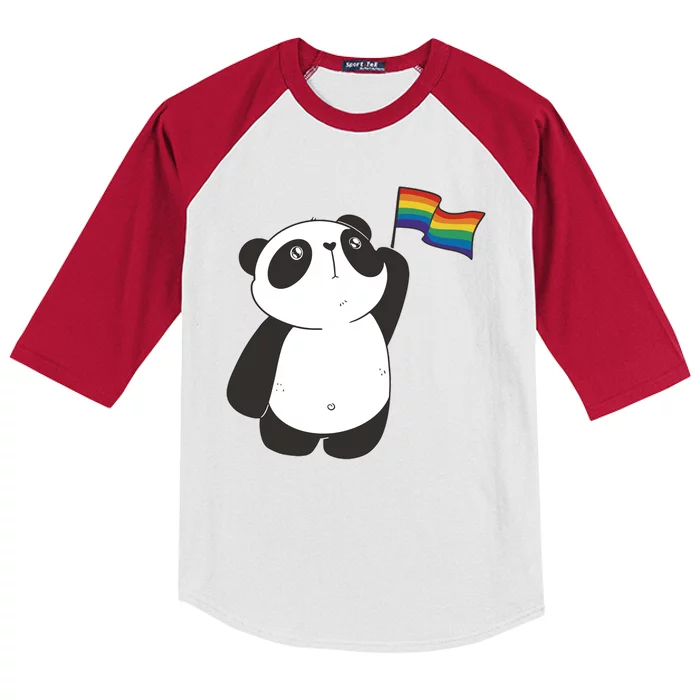 LGBTQ Flag Cute Panda Kids Colorblock Raglan Jersey