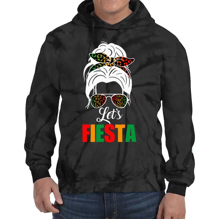 Lets Fiesta Cinco De Mayo Messy Bun Leopard Tie Dye Hoodie