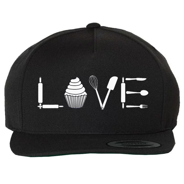 Love Funny Cupcake Baker Pastry Baking Gift Wool Snapback Cap