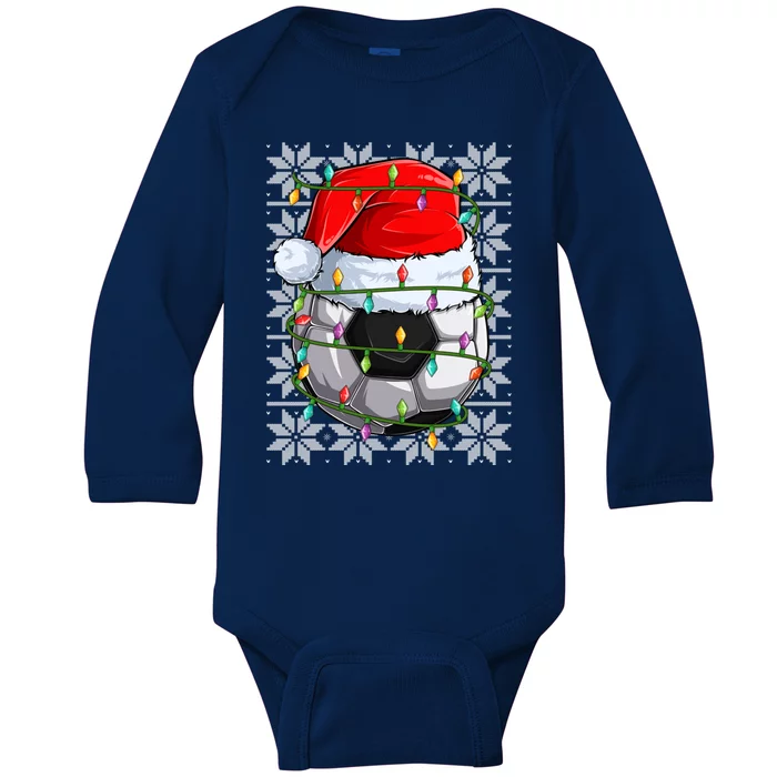 Lighting Football Christmas Ugly Santa Soccer Football Xmas Great Gift Baby Long Sleeve Bodysuit