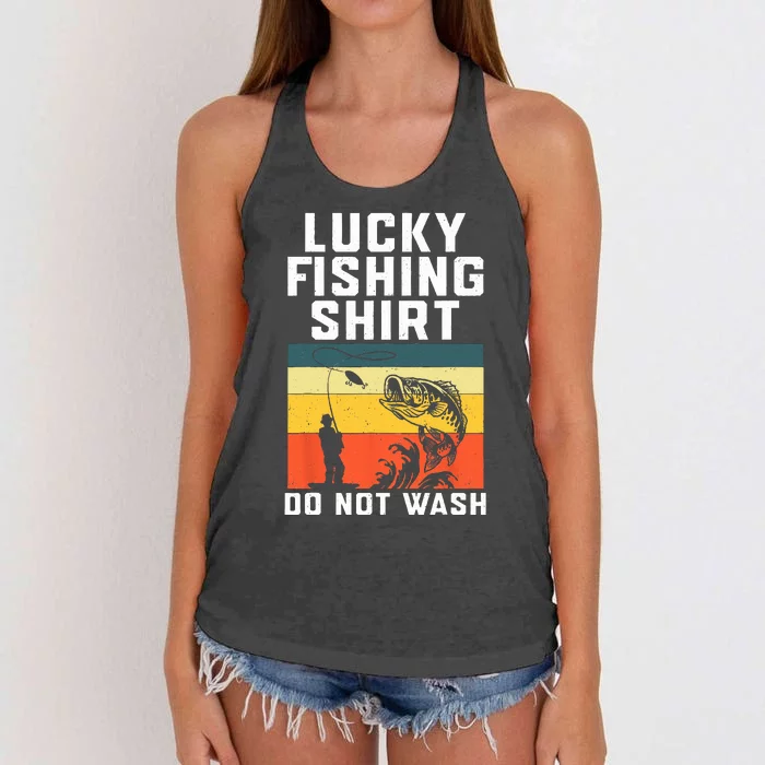 Lucky Fishing Do Not Wash Vintage Fishing Lover Gag Women's Knotted Racerback Tank