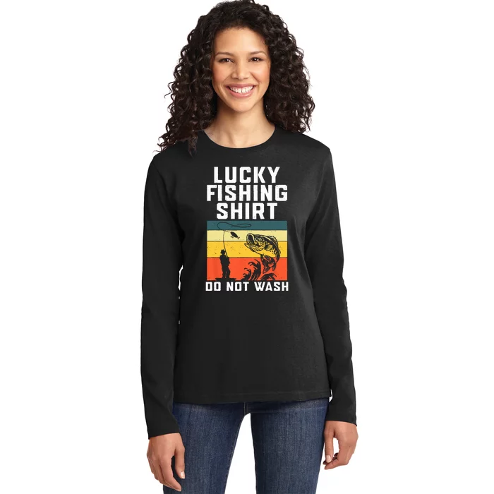 Lucky Fishing Do Not Wash Vintage Fishing Lover Gag Ladies Long Sleeve Shirt