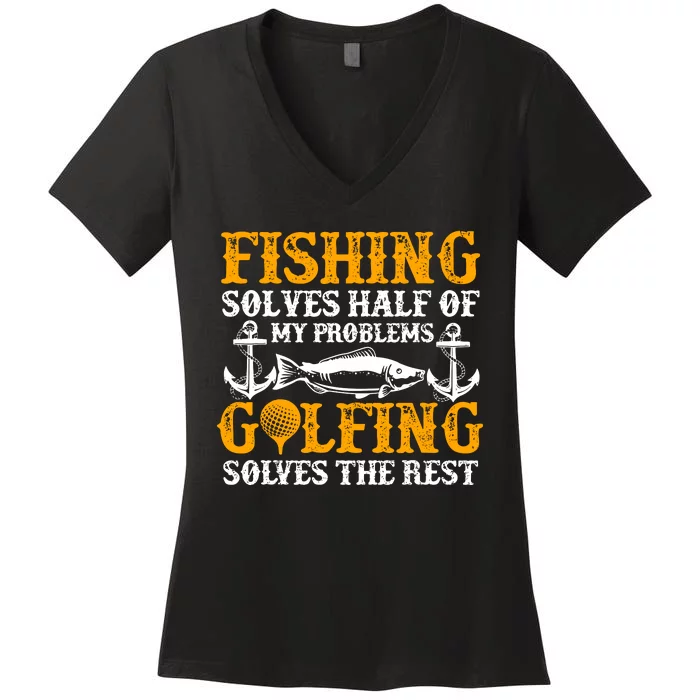 Lucky Fishing Do Not Wash Vintage Fishing Lover Women's V-Neck T-Shirt