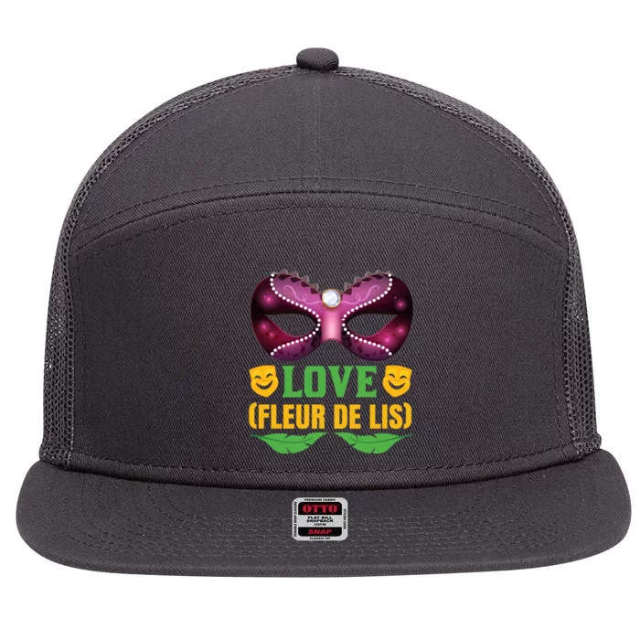 Love Fleur De Lis 7 Panel Mesh Trucker Snapback Hat