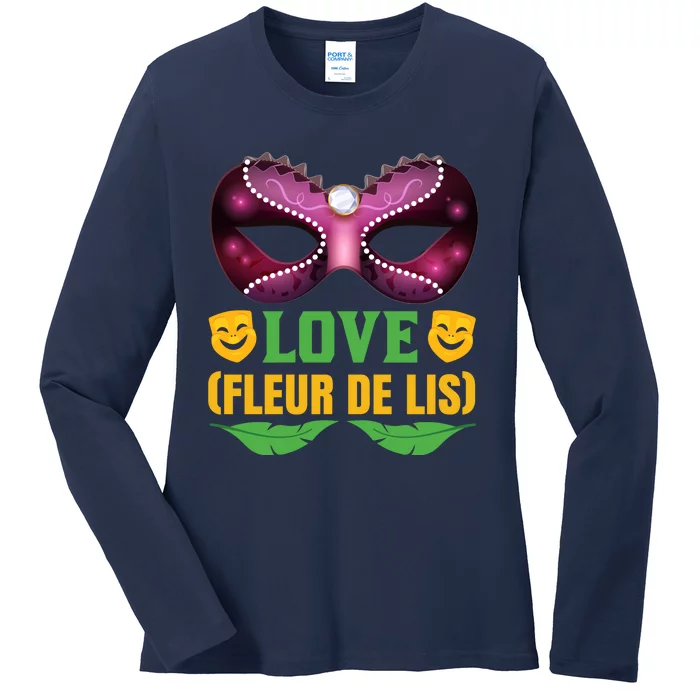 Love Fleur De Lis Ladies Long Sleeve Shirt