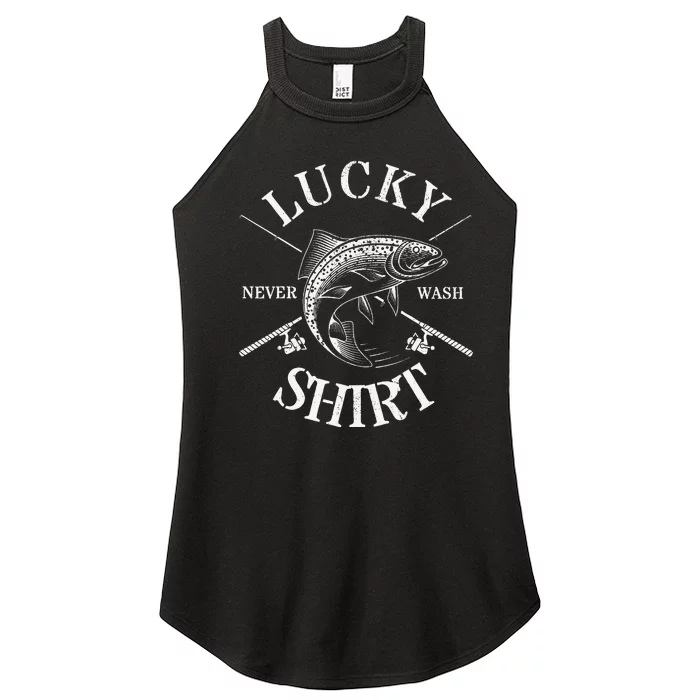 Lucky Fishing Dad Papa Grandpa Birthday Gifts Women’s Perfect Tri Rocker Tank