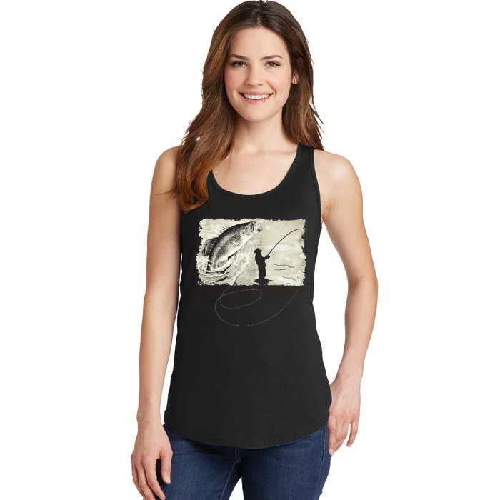 Lucky Fishing Do Not Wash Vintage Fishing Lover Ladies Essential Tank