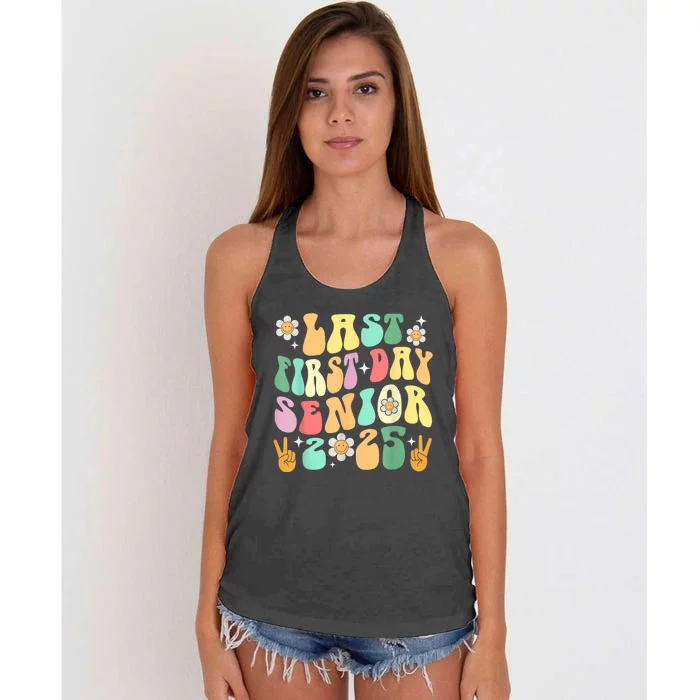 Last First Day Senior 2025 Back To School 2024 Women's Knotted Racerback Tank