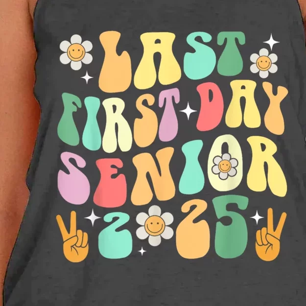 Last First Day Senior 2025 Back To School 2024 Women's Knotted Racerback Tank