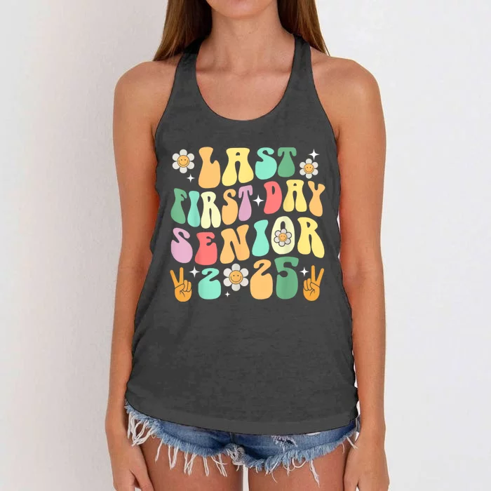 Last First Day Senior 2025 Back To School 2024 Women's Knotted Racerback Tank