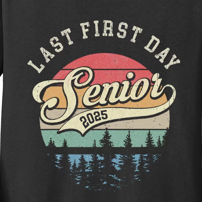 Last First Day Senior 2025 Class Of 2025 Back To School Kids Long Sleeve Shirt