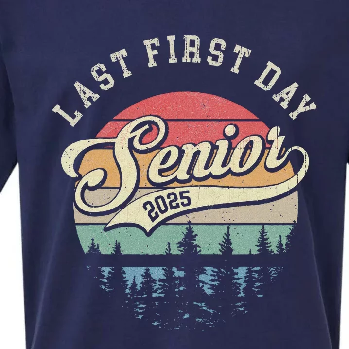 Last First Day Senior 2025 Class Of 2025 Back To School Sueded Cloud Jersey T-Shirt